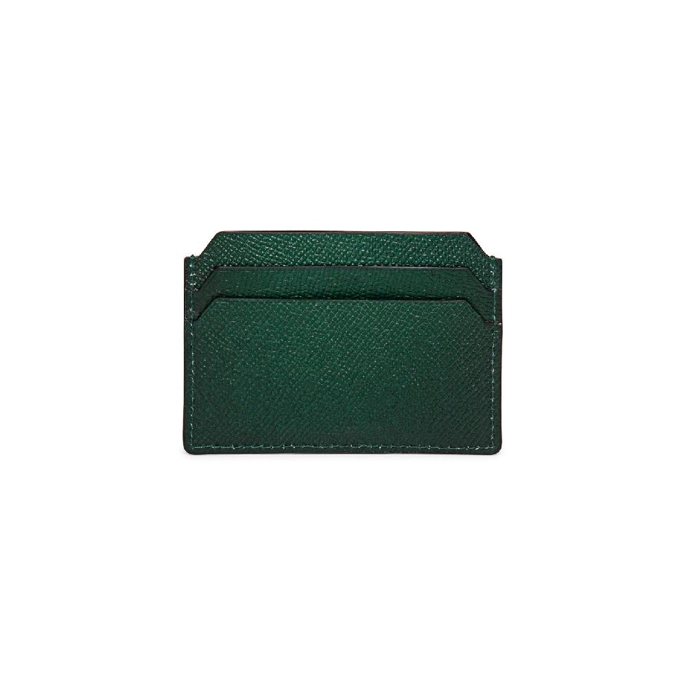 Santoni Porta carte di credito in saffiano verde Sconto