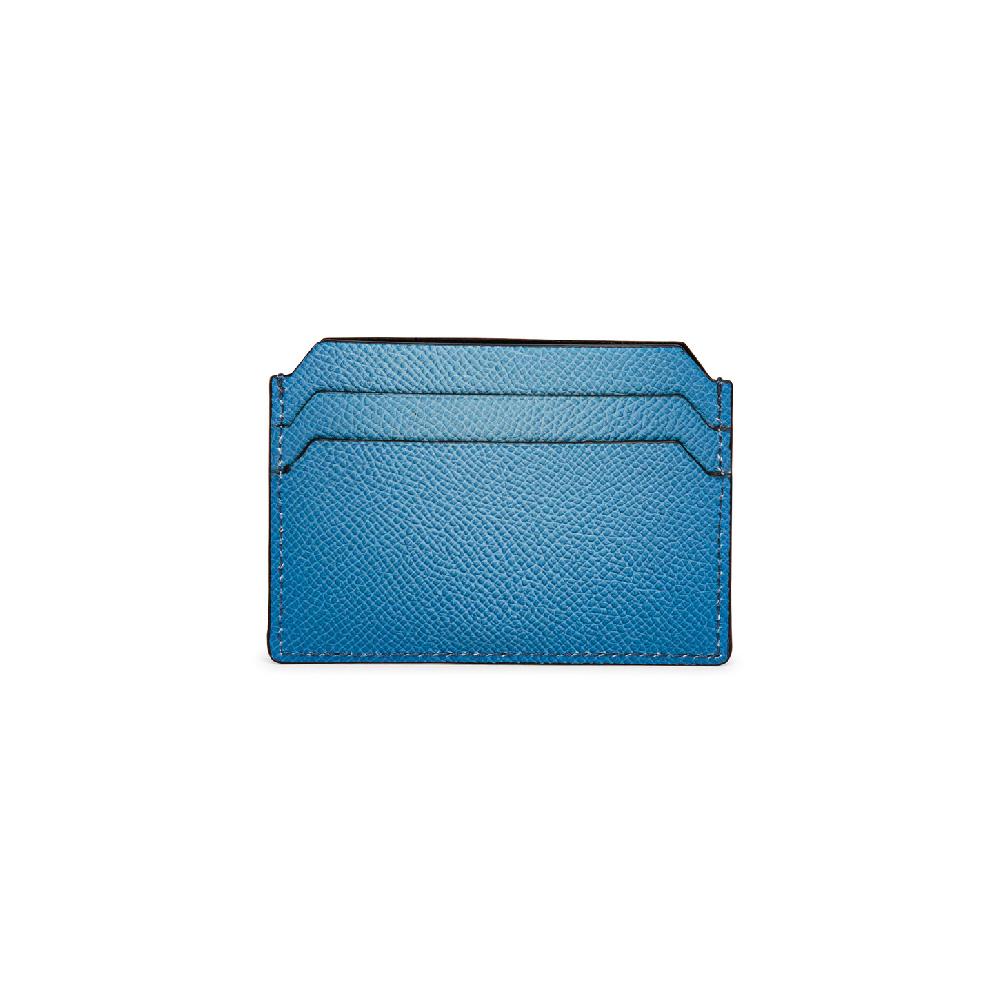 Santoni Porta carte di credito in saffiano azzurro Comprare a buon mercato