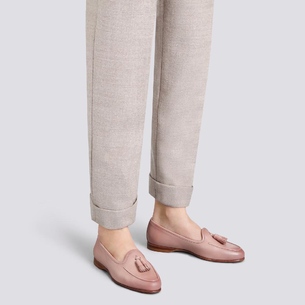 Santoni Mocassino Andrea con nappe da donna in pelle rosa Offerte speciali