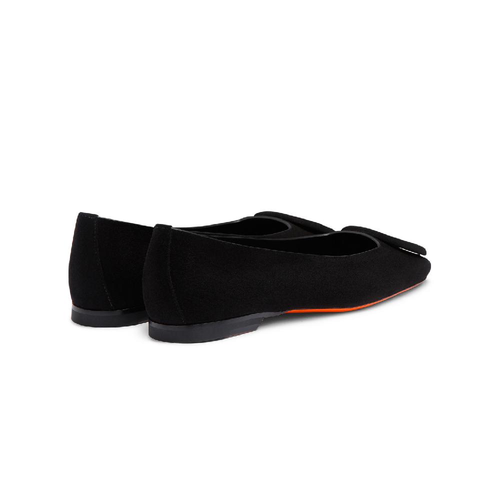 Santoni Ballerina da donna in suede nero Promozione Limitata