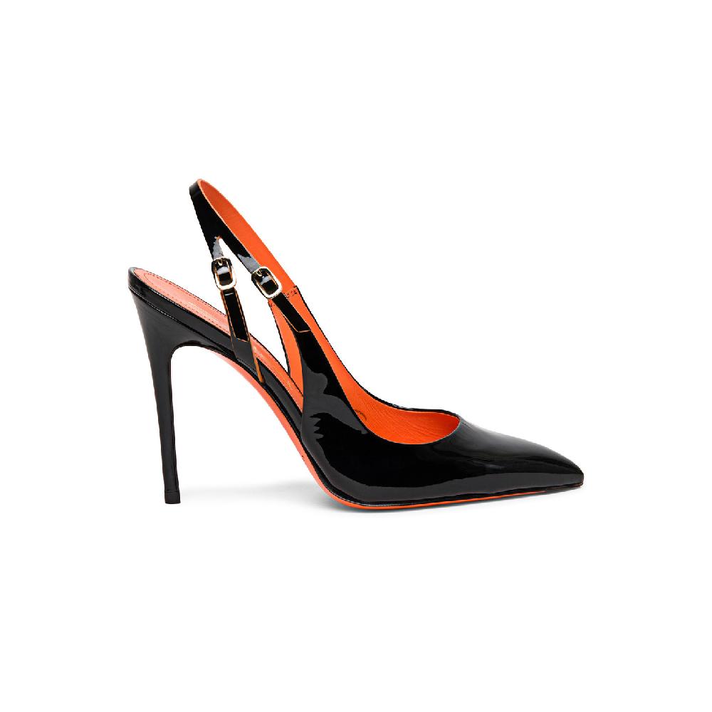 Santoni Slingback tacco alto da donna in vernice nera Online