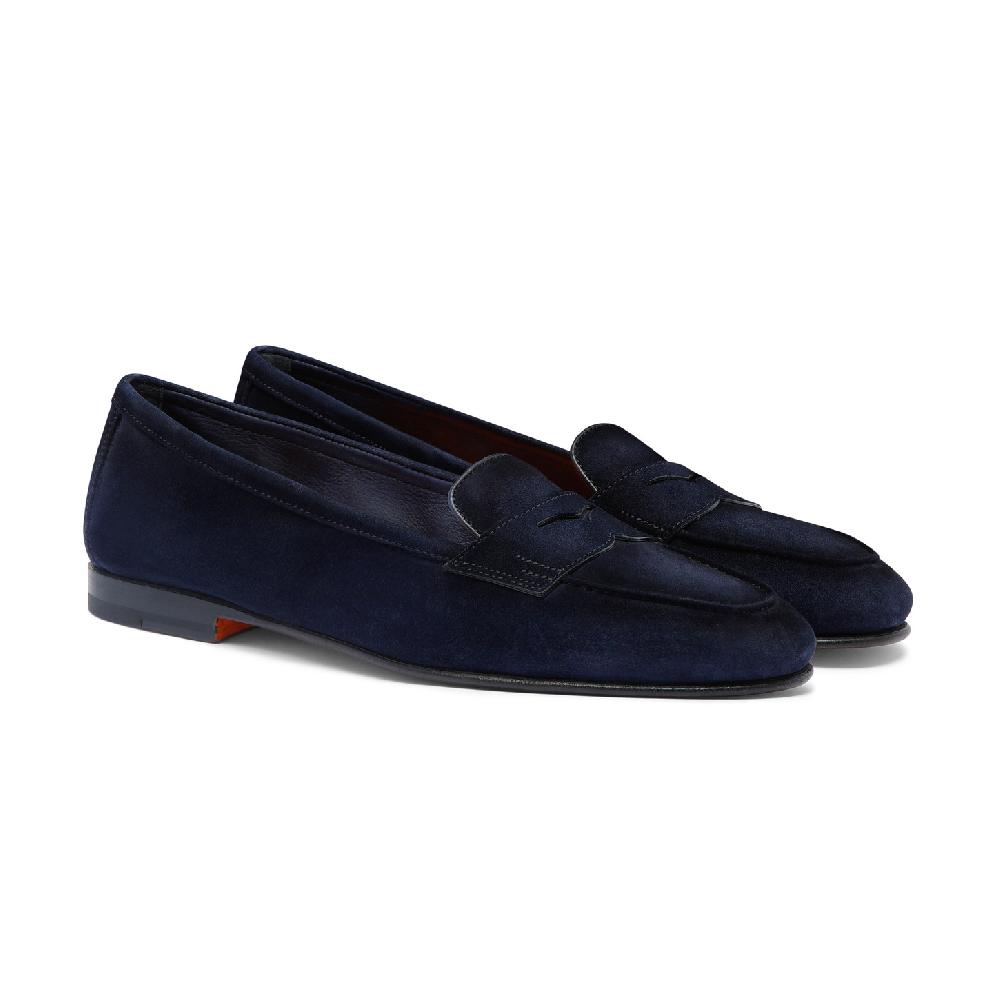 Santoni Mocassino Carla da donna in suede blu Acquista Ora