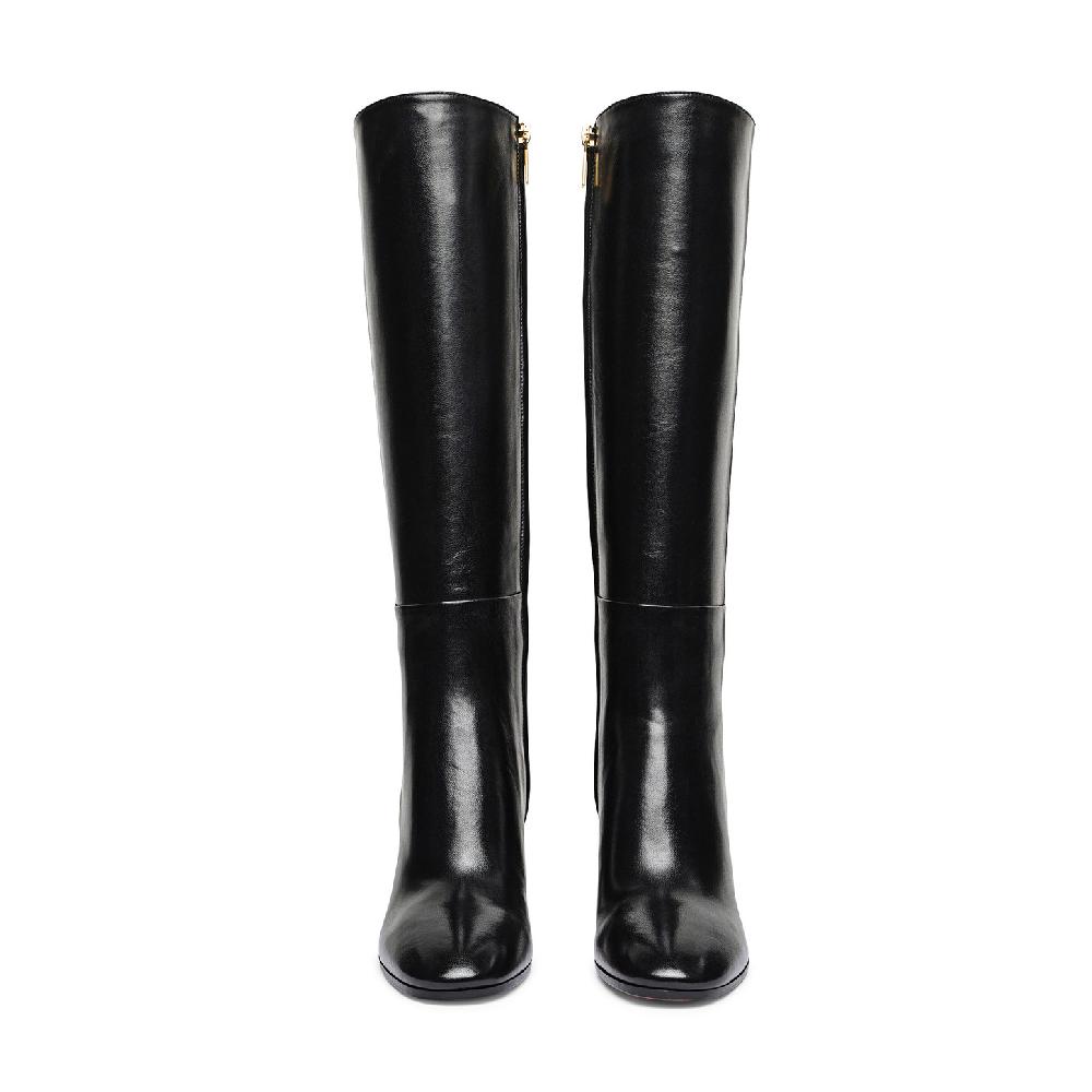 Santoni Stivale tacco alto da donna in pelle nera Moda