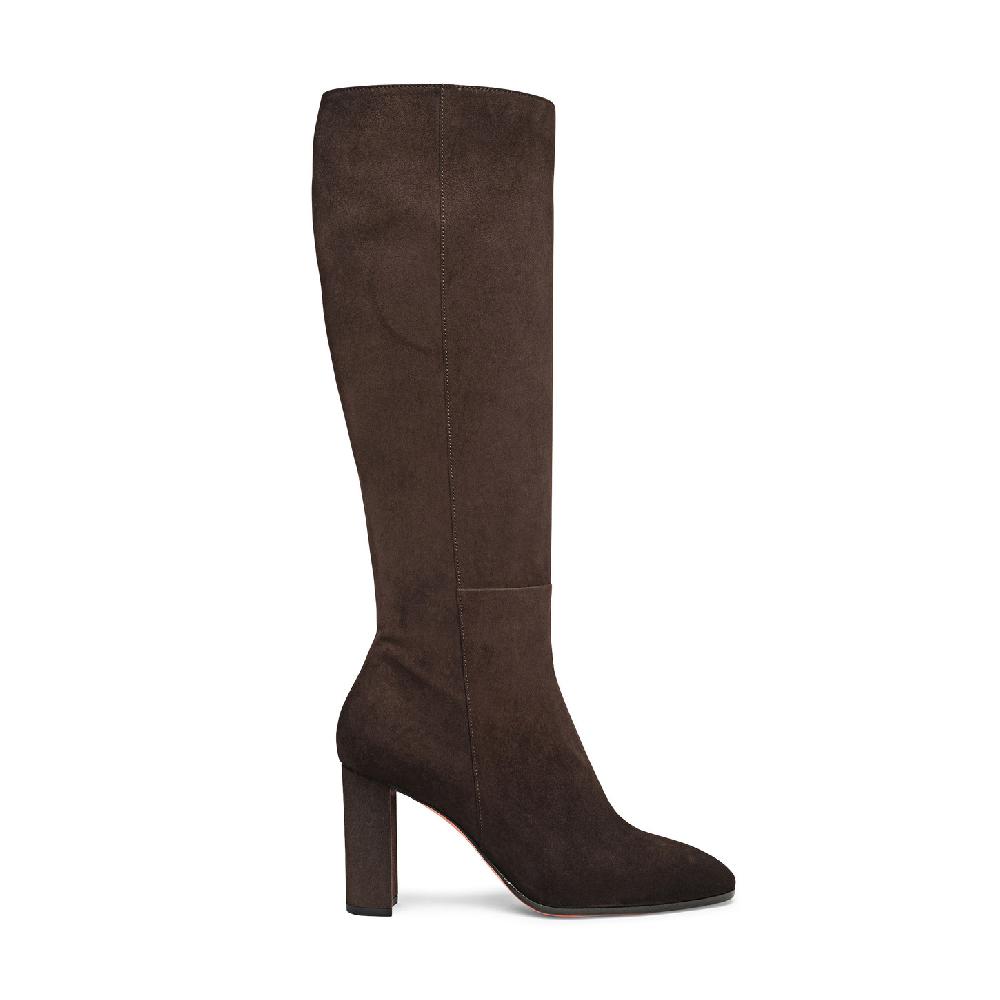 Santoni Stivale tacco alto da donna in suede testa di moro Nuovo
