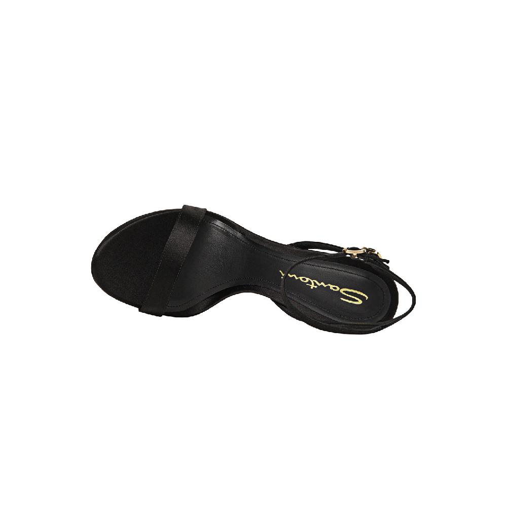 Santoni Sandalo tacco alto da donna in raso nero Soddisfazione Garantita