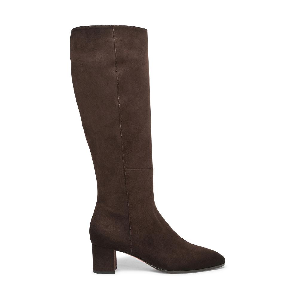 Santoni Stivale tacco medio da donna in suede testa di moro Convenienza