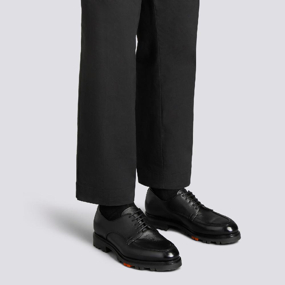 Santoni Stringata Derby da uomo in pelle nera Outlet