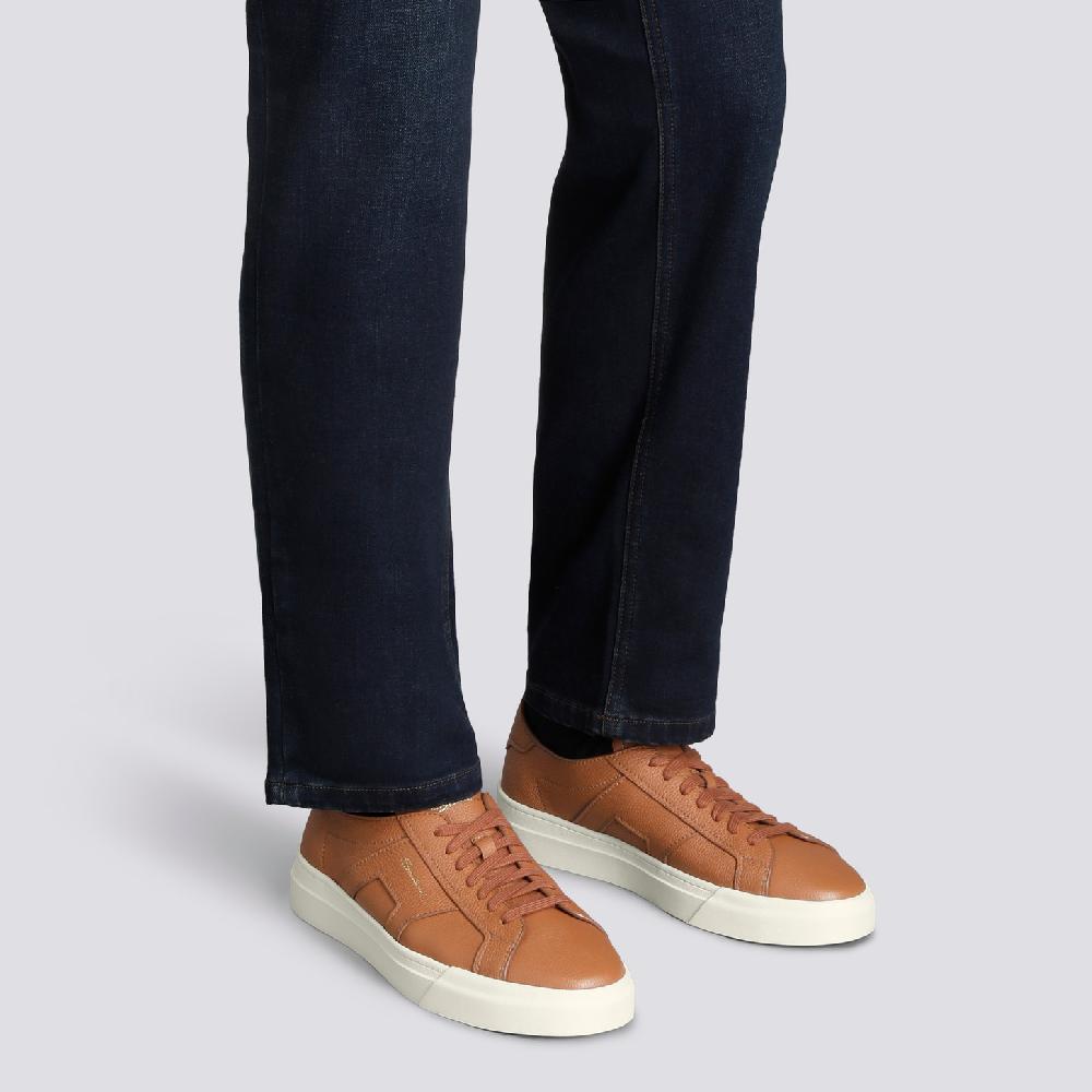 Santoni Double Buckle Sneaker da uomo in pelle bottalata arancione Hotsell