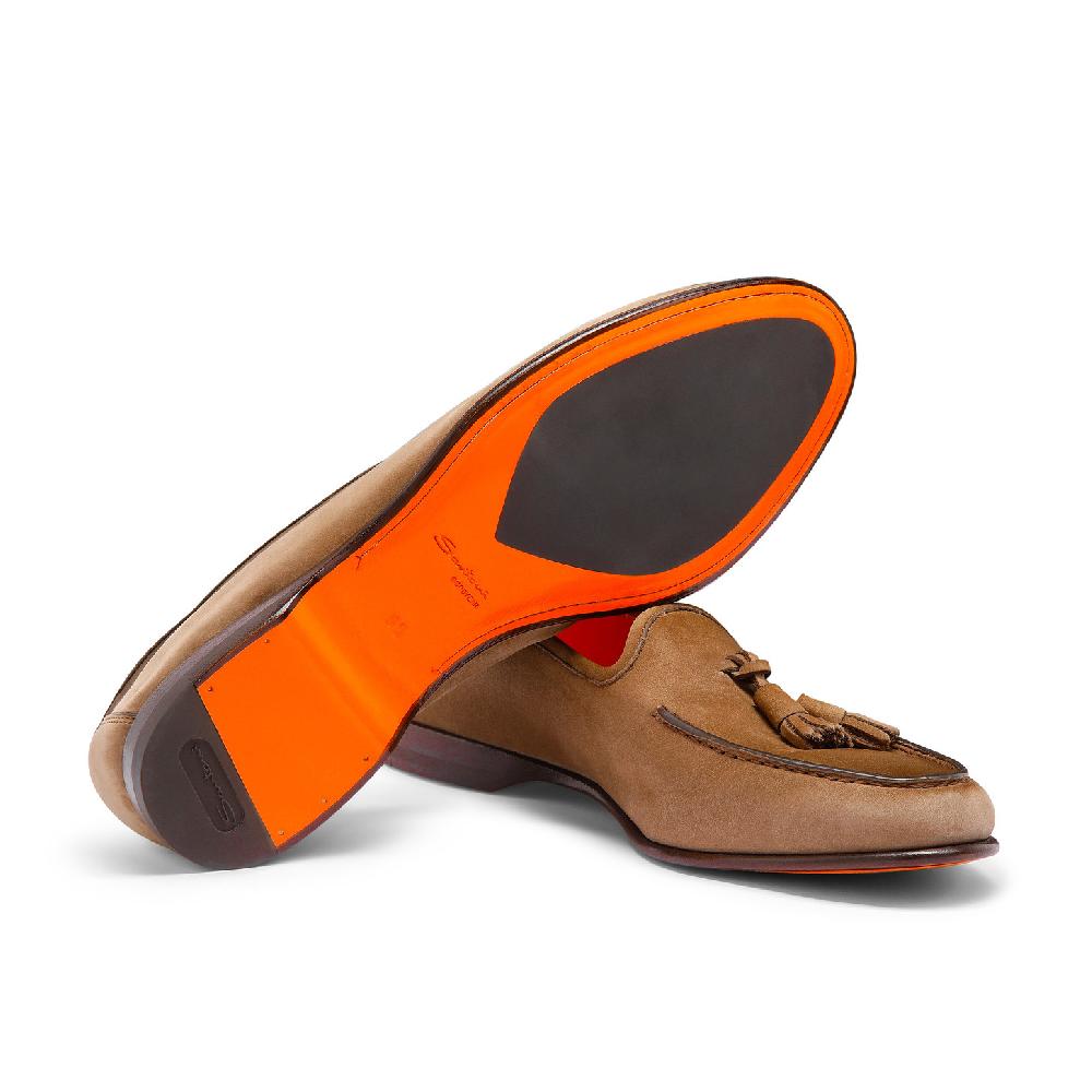 Santoni Mocassino Andrea con nappe da uomo in nabuk marrone Italia