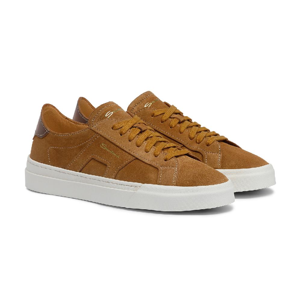 Santoni Double Buckle Sneaker da uomo in suede marrone Affare Del Giorno