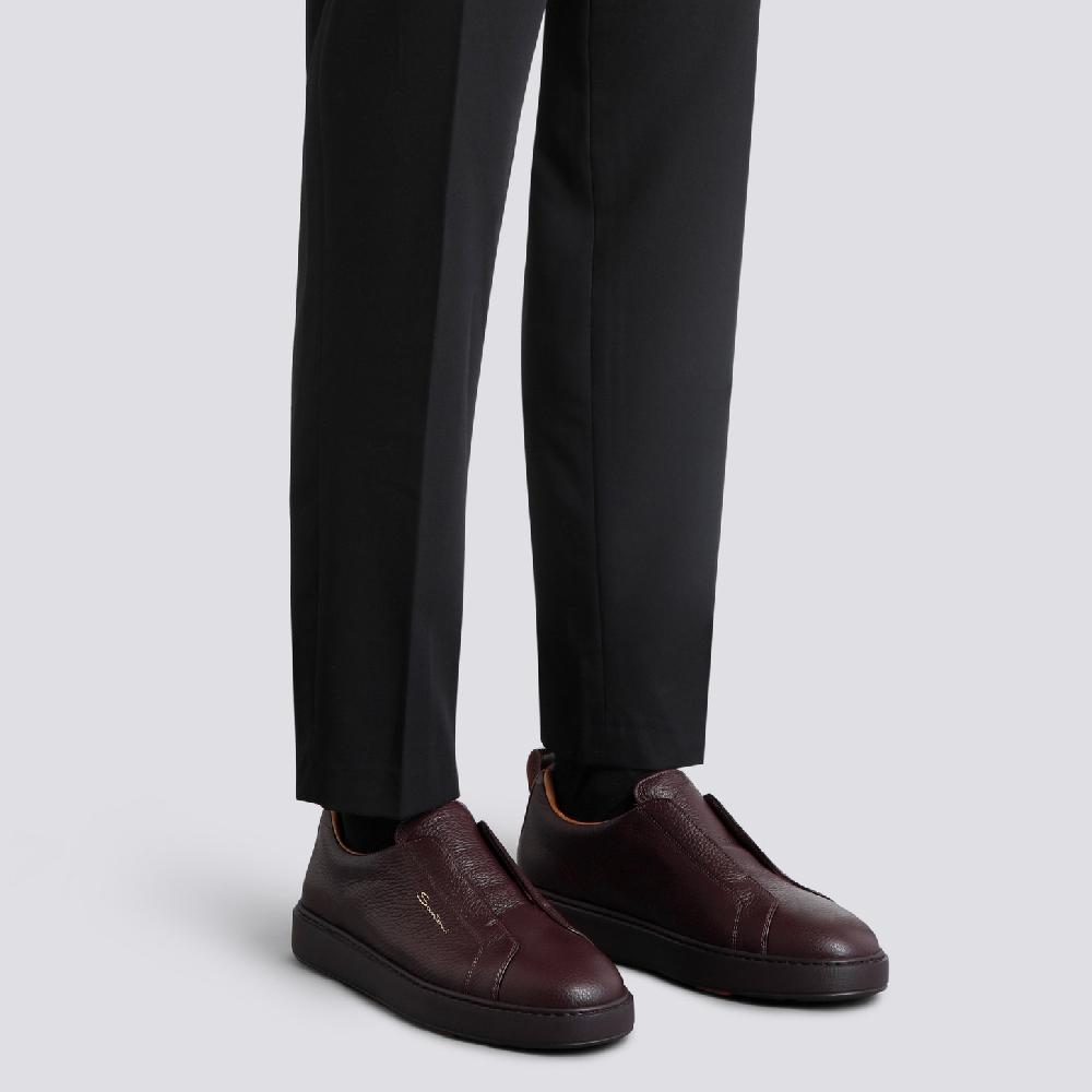 Santoni Sneaker slip-on da uomo in pelle bottalata bordeaux Vendita