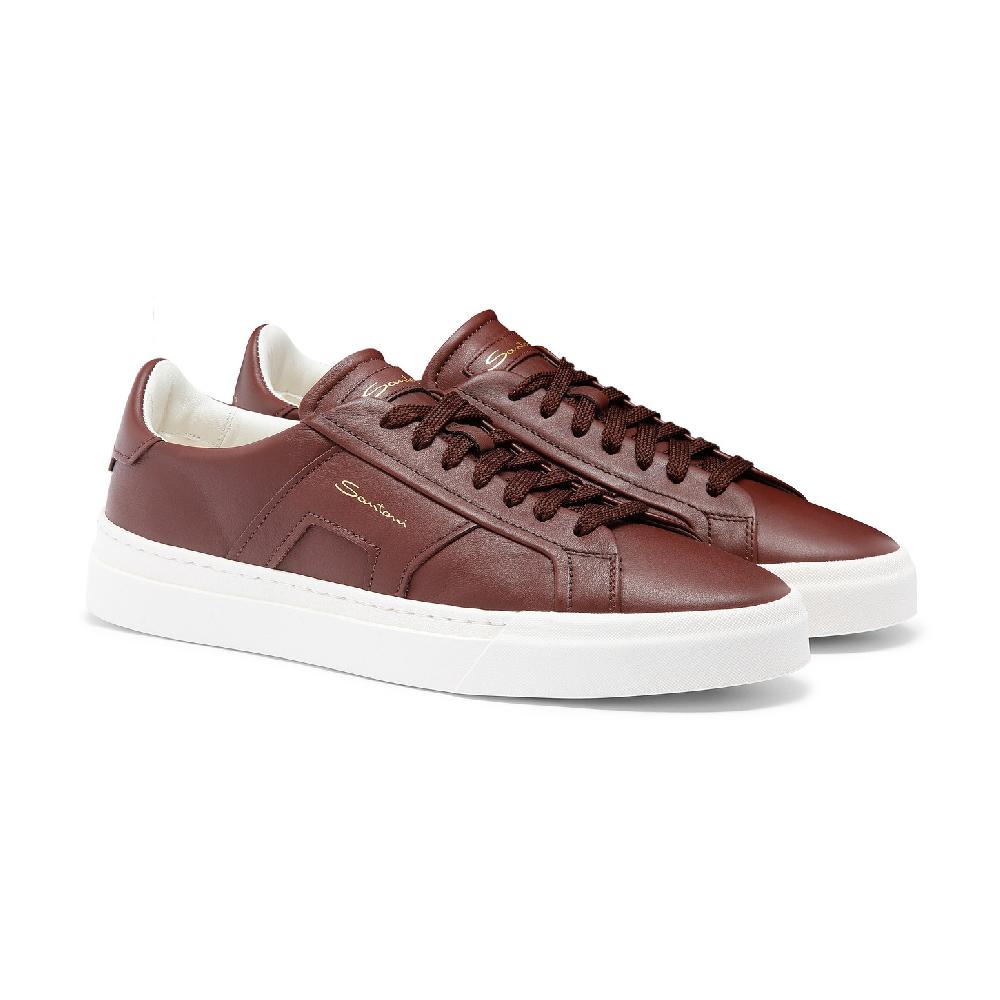 Santoni Double buckle sneaker da uomo in pelle bordeaux Enormi risparmi