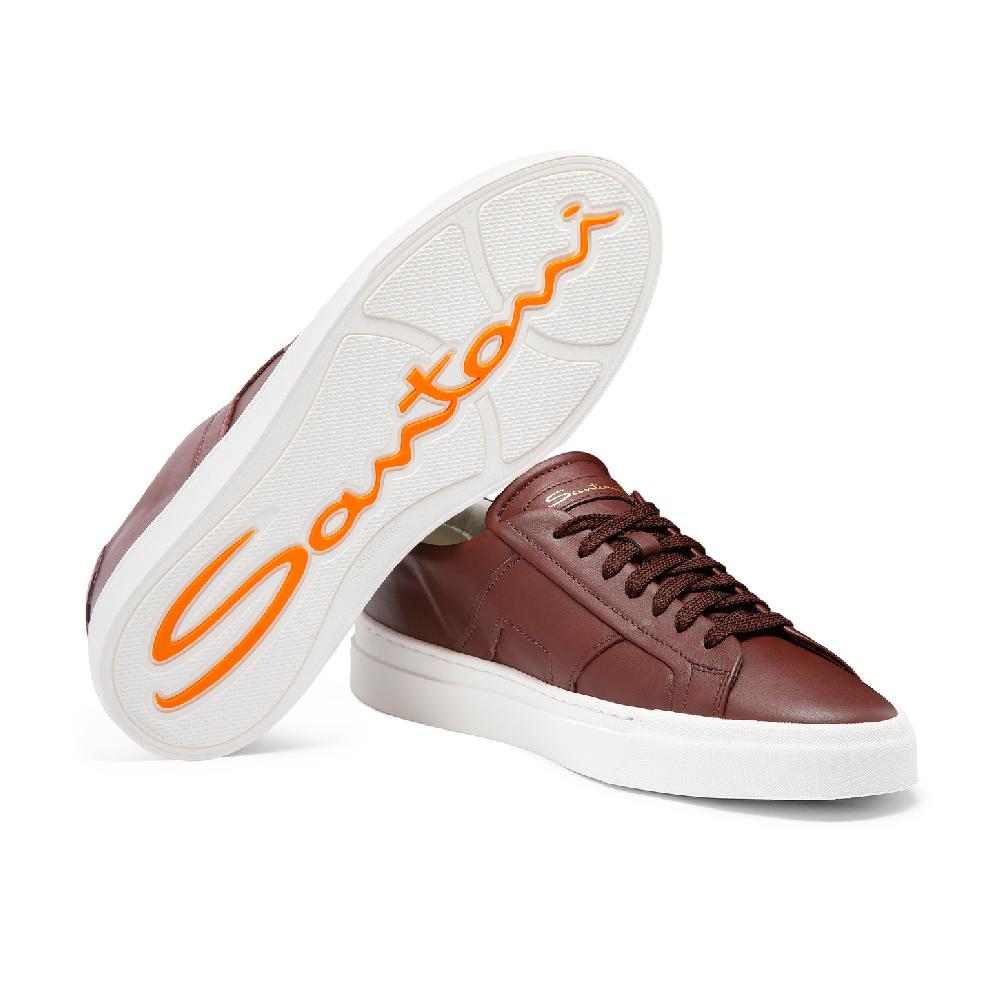 Santoni Double buckle sneaker da uomo in pelle bordeaux Enormi risparmi