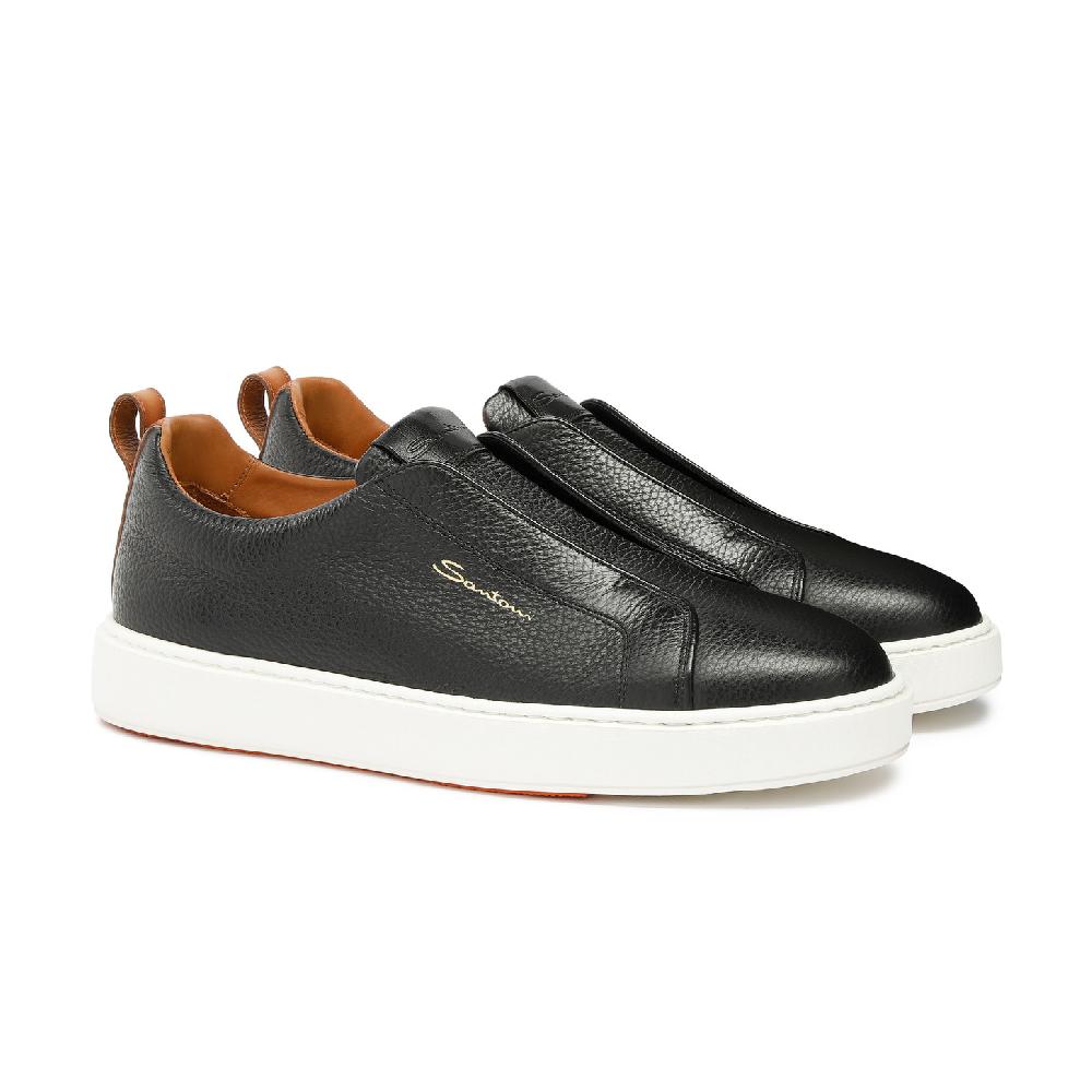 Santoni Sneaker slip-on da uomo in pelle bottalata nera Hotsell