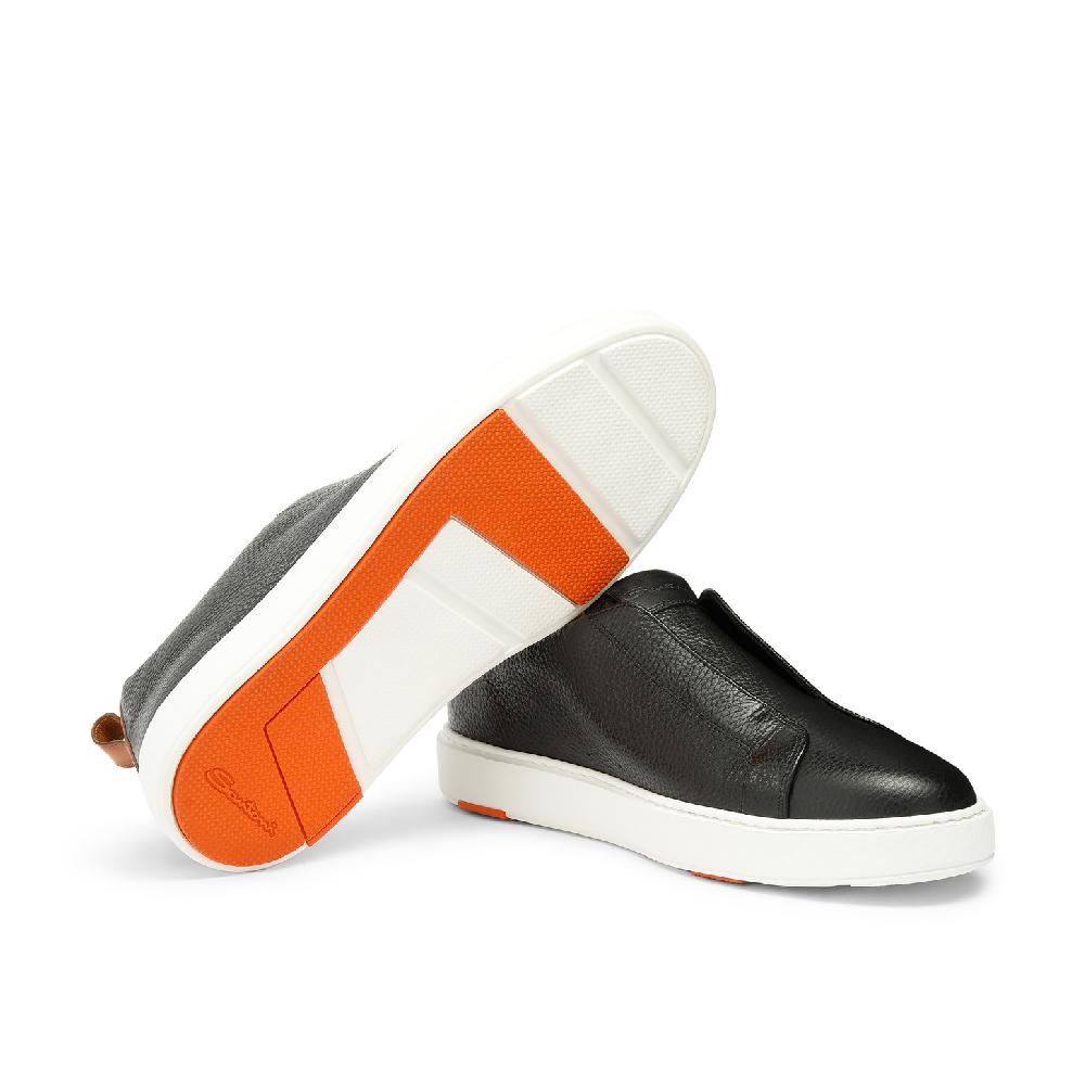 Santoni Sneaker slip-on da uomo in pelle bottalata nera Hotsell