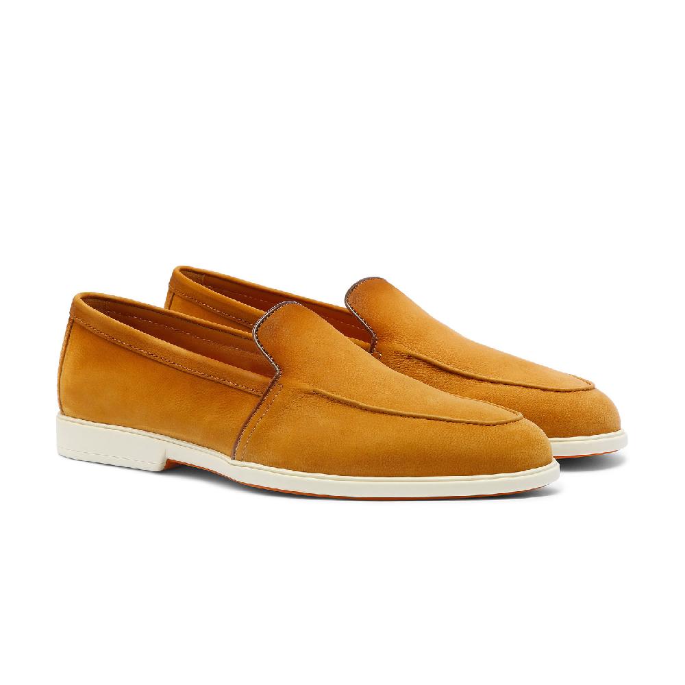Santoni Mocassino da uomo in nabuck bottalato marrone Promozione Limitata