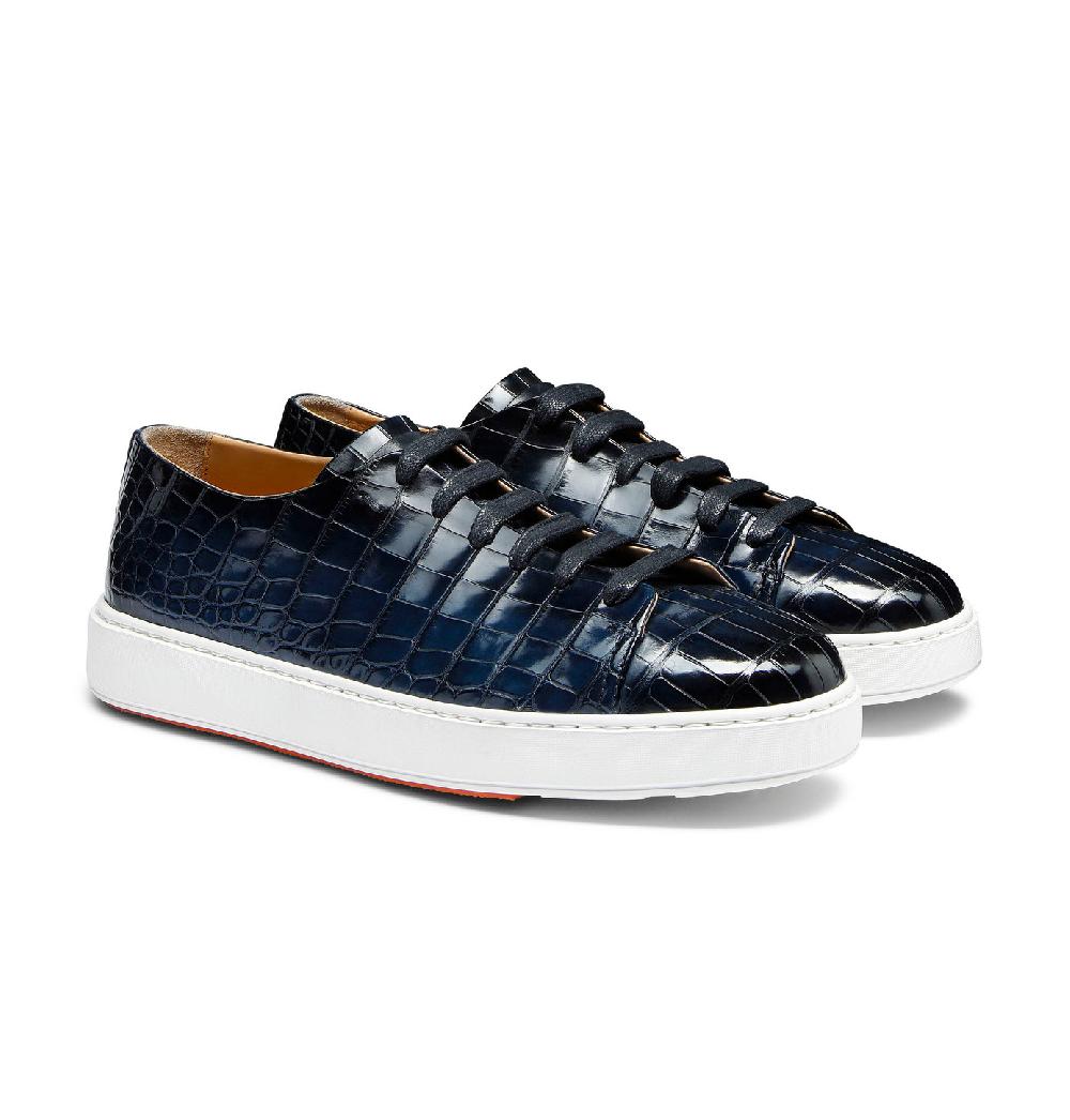 Santoni Sneaker da uomo in alligatore blu Convenienza