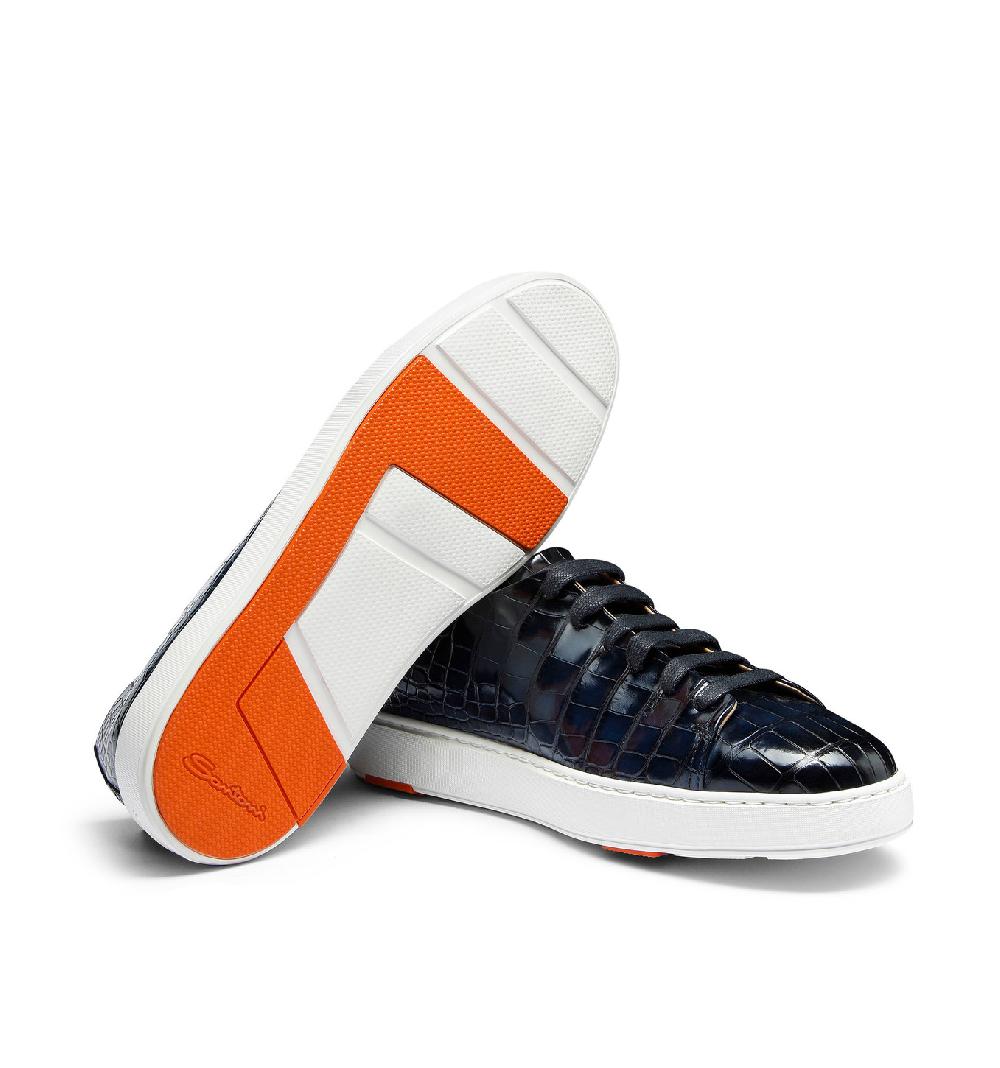 Santoni Sneaker da uomo in alligatore blu Convenienza