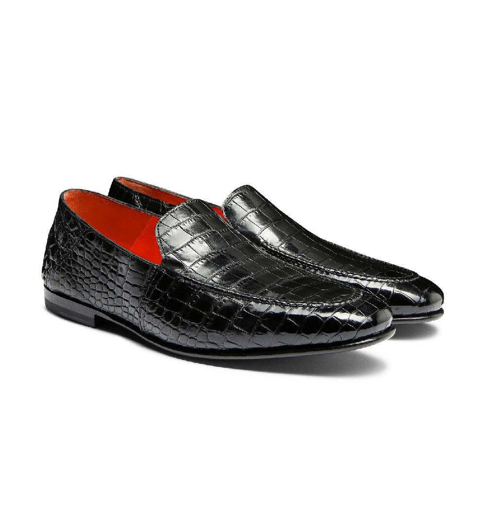 Santoni Mocassino da uomo in alligatore grigio Bestseller