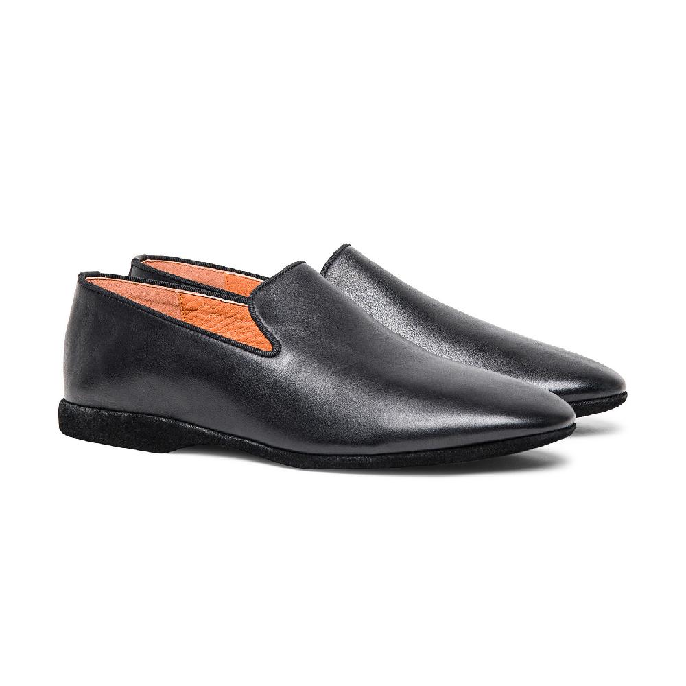 Santoni Pantofola da uomo in pelle nera Qualità