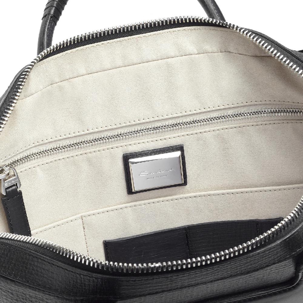 Santoni Briefcase in pelle stampata nera Consegna Veloce