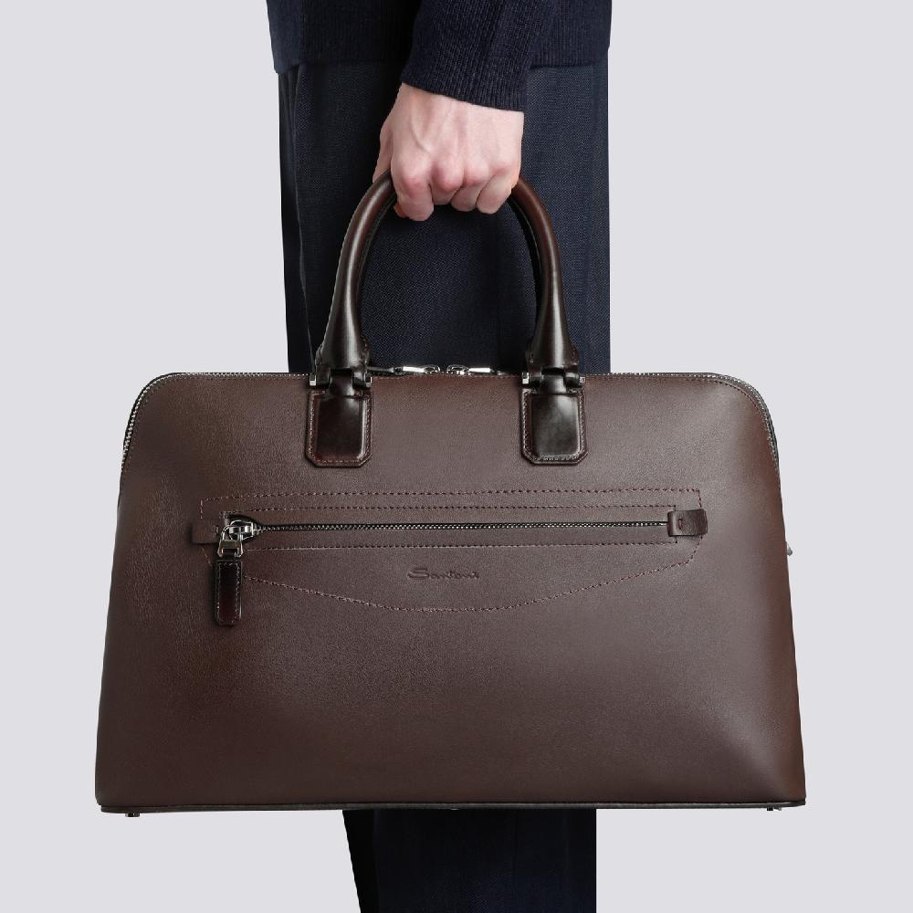 Santoni Borsa porta pc in pelle marrone Ultimi due giorni