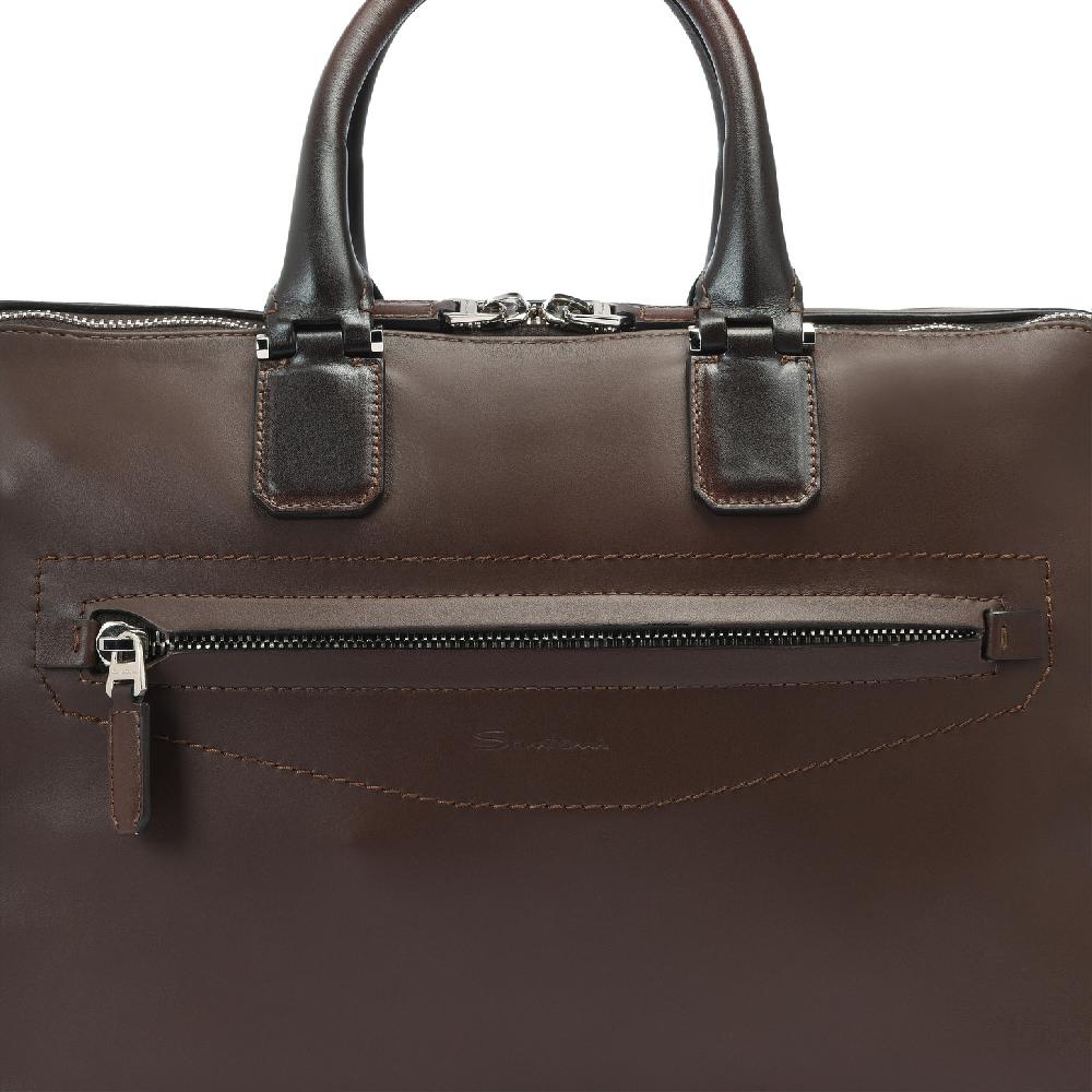 Santoni Borsa porta pc in pelle marrone Ultimi due giorni