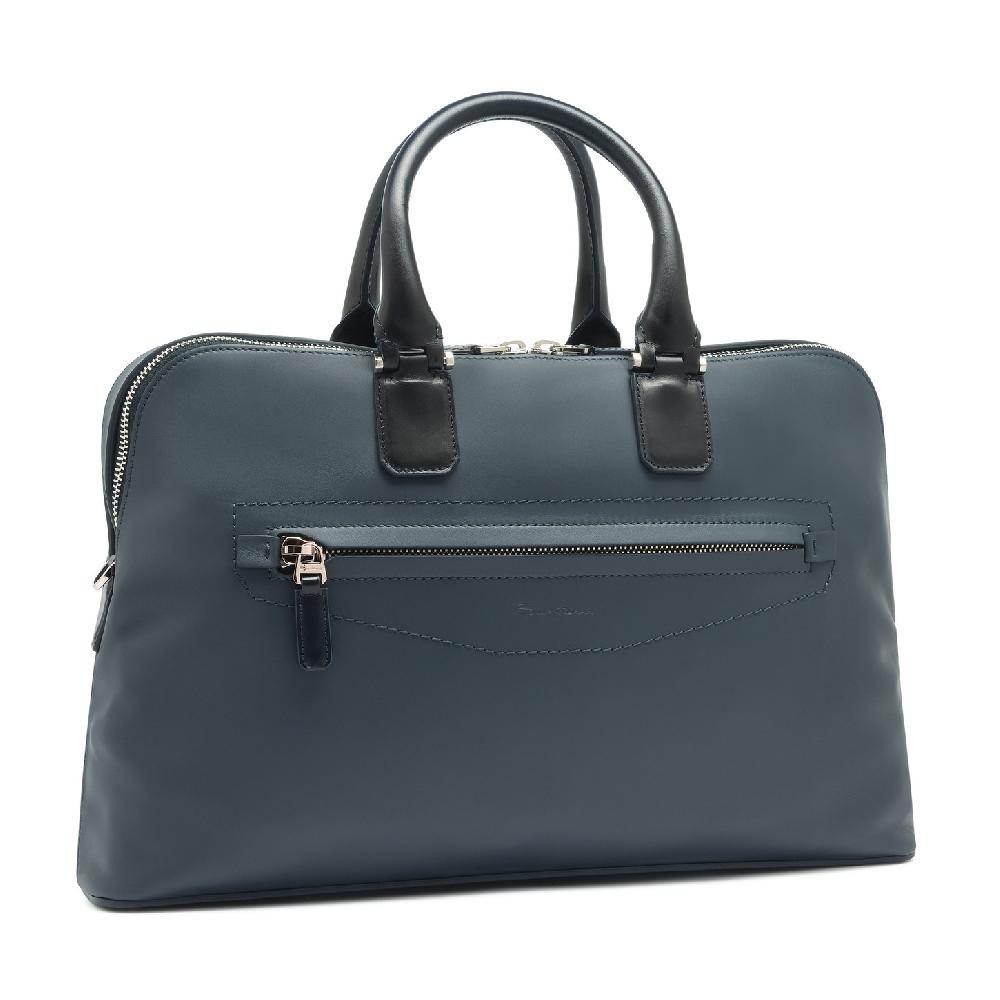 Santoni Borsa porta pc in pelle blu Ultimo giorno
