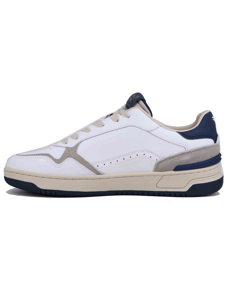 Spatarella Sneakers uomo in pelle bianca con riporti blu Spedizione Gratuita