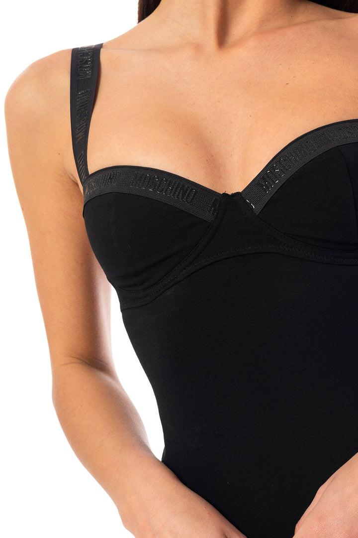 Spatarella Body donna in jersey cotone nero Offerta