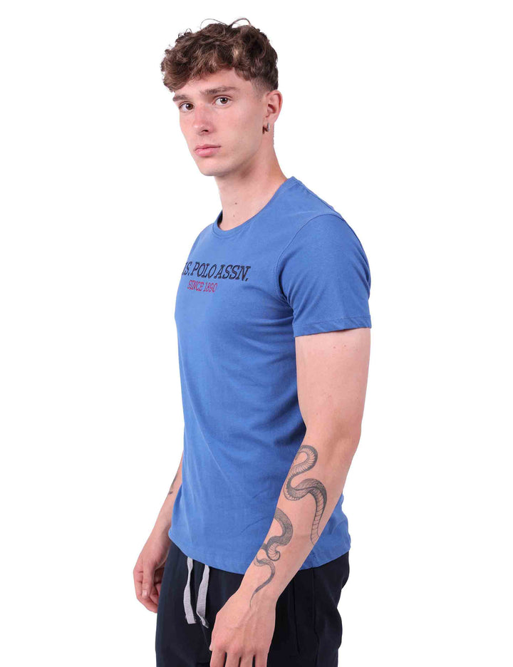Spatarella T-Shirt uomo in cotone celeste con stampa Promozione