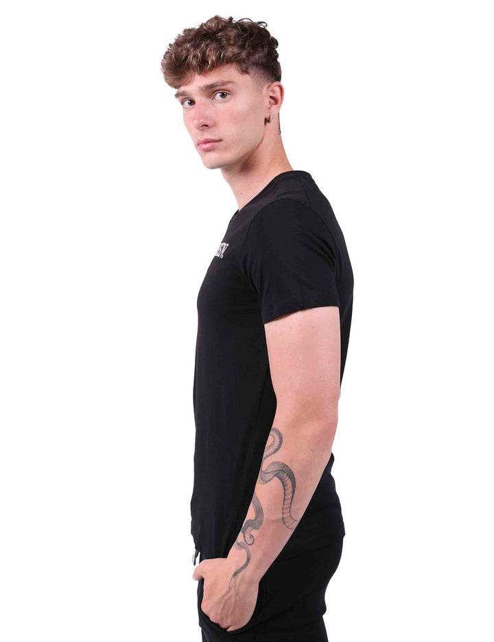 Spatarella T-Shirt uomo in cotone nero con stampa Pezzi Unici