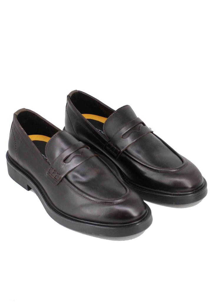 Spatarella Mocassini uomo in pelle marrone con suola in gomma Promozione Limitata