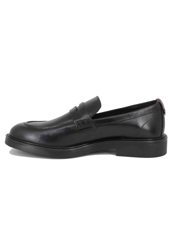 Spatarella Mocassini uomo in pelle nera con suola in gomma Fino Al -60%