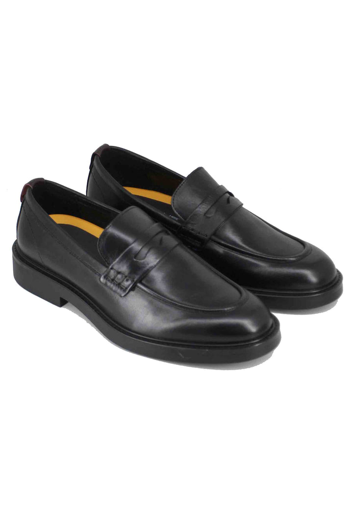 Spatarella Mocassini uomo in pelle nera con suola in gomma Fino Al -60%