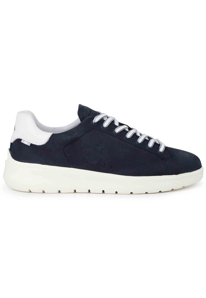 Spatarella Sneakers uomo Hover in nabuk blu con suola alta in gomma Shopping Online