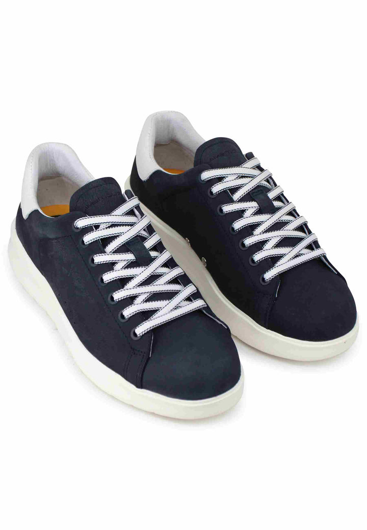 Spatarella Sneakers uomo Hover in nabuk blu con suola alta in gomma Shopping Online