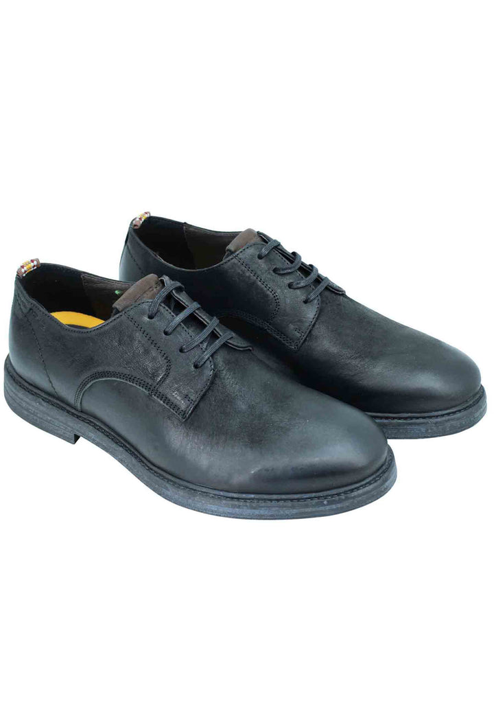 Spatarella Stringata uomo in pelle nera suola in gomma e sottopiede memory foam Offerta