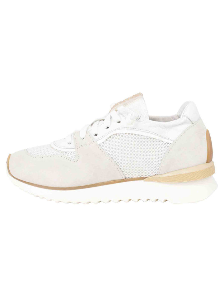 Spatarella Sneakers donna in pelle e tessuto bianco fondo running Saldi