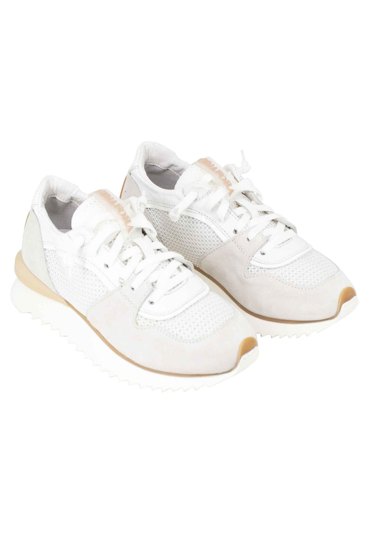 Spatarella Sneakers donna in pelle e tessuto bianco fondo running Saldi
