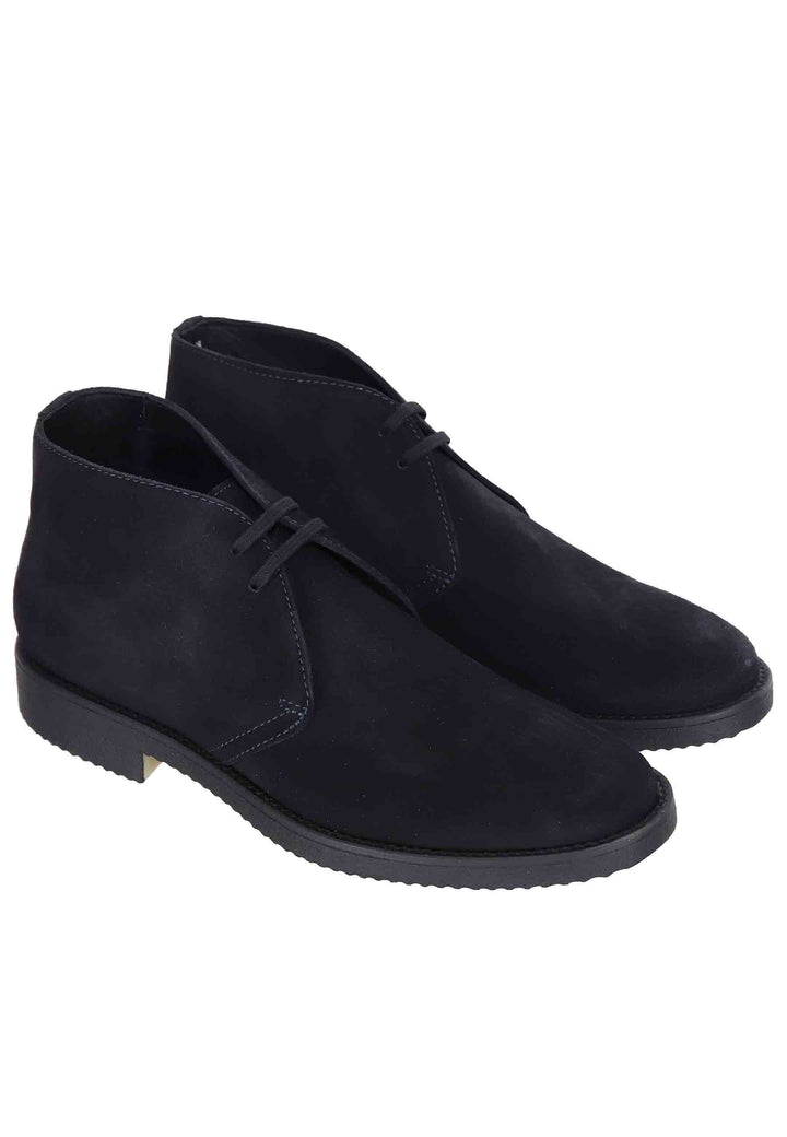 Spatarella Polacchine uomo in camoscio blu con suola in para In Linea