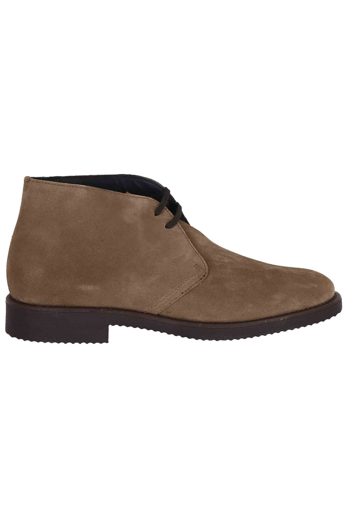 Spatarella Polacchine uomo in camoscio taupe con suola in para Nuovo