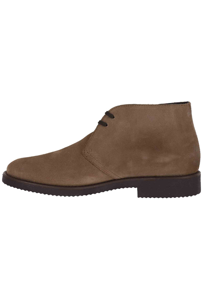Spatarella Polacchine uomo in camoscio taupe con suola in para Nuovo