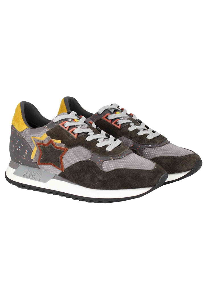 Spatarella Sneakers Draco uomo in pelle e tessuto grigio con stelle in tinta Affare Del Giorno