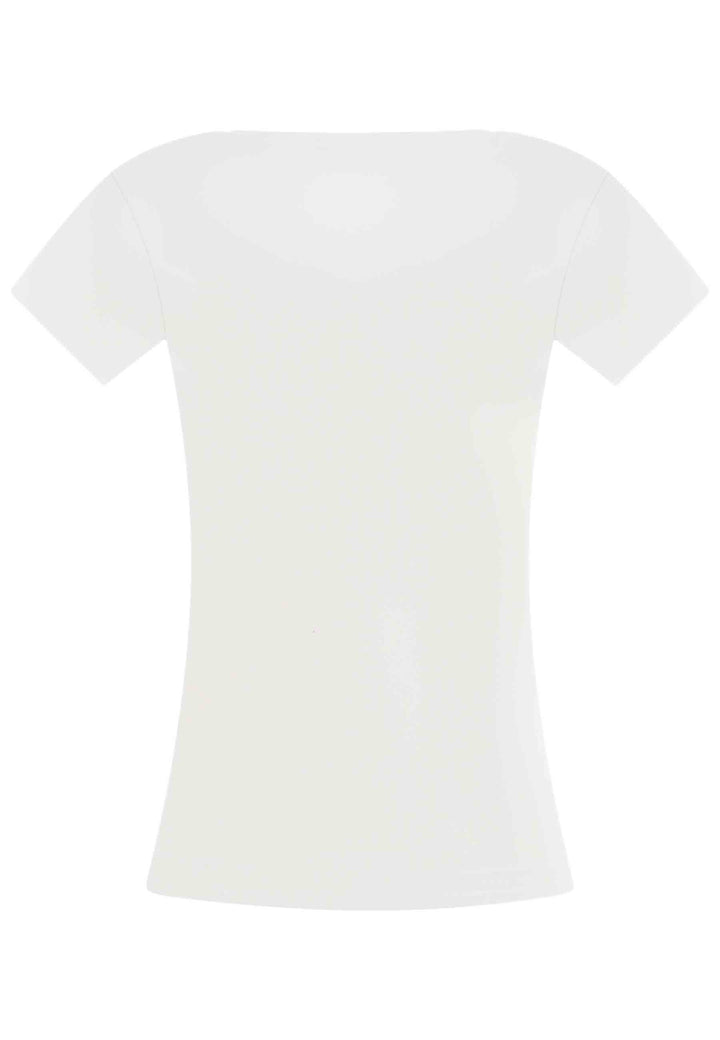 Spatarella T-shirt donna Icons in cotone bianco con stampa in seta 2025