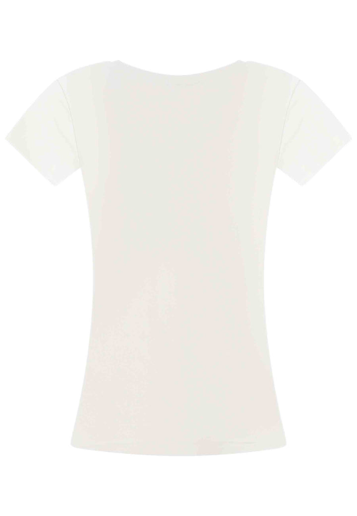 Spatarella T-shirt donna Savage in cotone bianco con stampa in seta Qualità