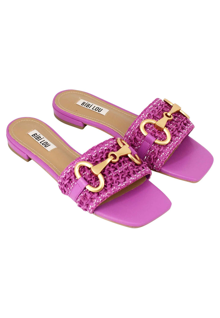 Spatarella Sandali donna Edna in pelle viola con morsetto e tacco basso Promozione Limitata
