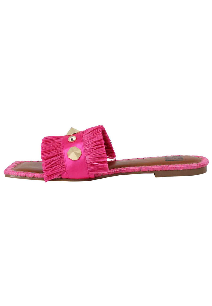 Spatarella Sandali flat Alexis donna tessuto sfrangiato fuxia con borchie Offerta natalizia