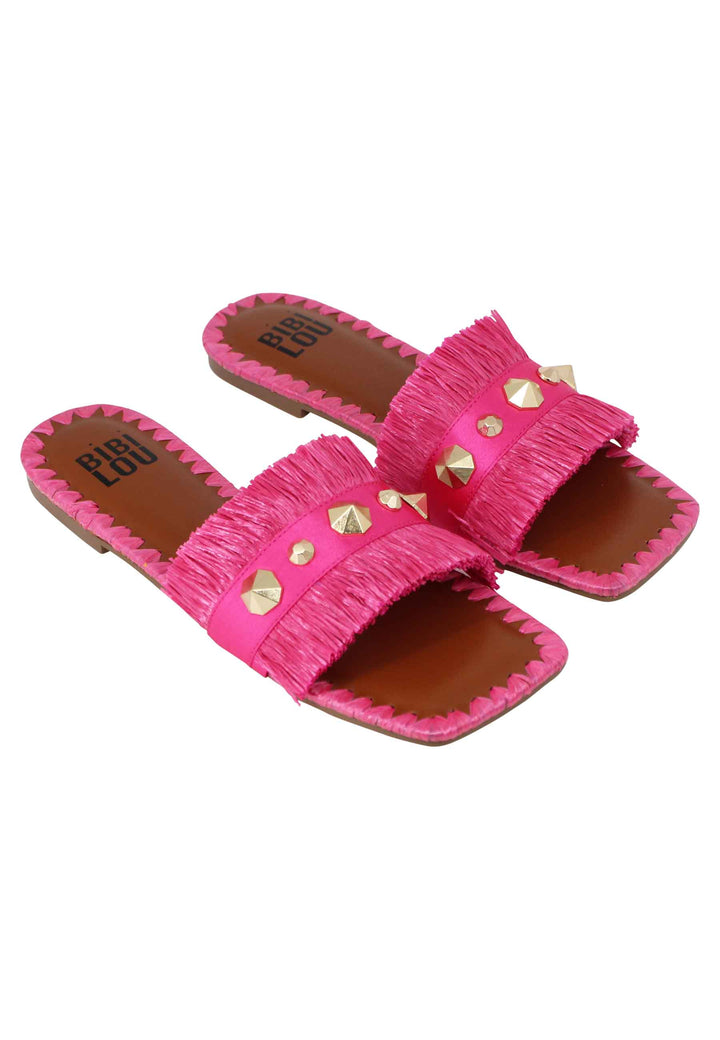 Spatarella Sandali flat Alexis donna tessuto sfrangiato fuxia con borchie Offerta natalizia