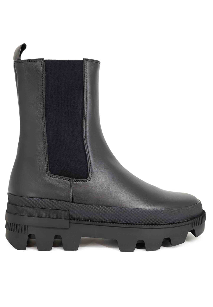Spatarella Stivaletti donna in pelle nera con fondo carrarmato Violet Prezzo Ridotto